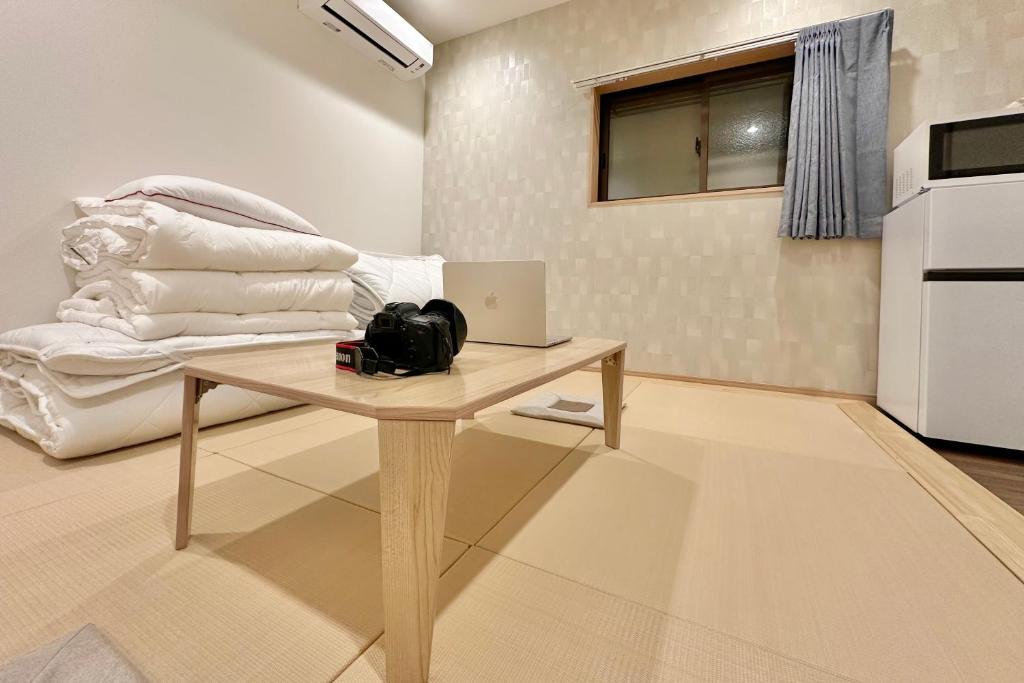Japanese tatami room with futon
